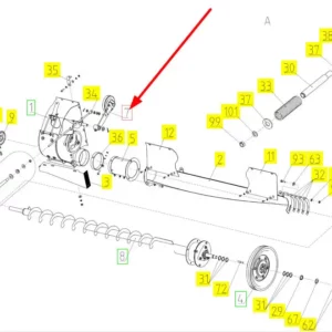 Oryginalna rolka napinająca o numerze katalogowym 100728672, stosowana w kombajnach zbożowych marki Rostselmash schemat.