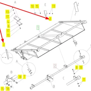 Oryginalna listwa mocująca o numerze katalogowym 100729273, stosowana w kombajnach zbożowych marki Rostselmash schemat.