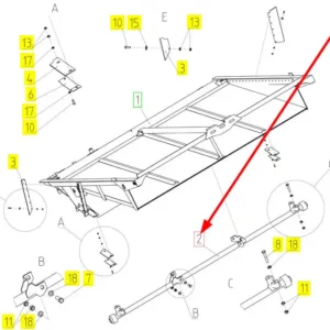 Oryginalny wałek podłogi sit o numerze katalogowym 100729795, stosowany w kombajnach zbożowych marki Rostselmash schemat.