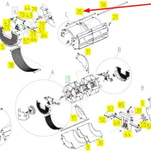 Oryginalny pręt mocujący o numerze katalogowym 100729870, stosowany w kombajnach zbożowych marki Rostselmash schemat.