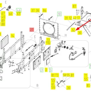 Oryginalna osłona o numerze katalogowym 100729871, stosowana w kombajnach zbożowych marki Rostselmash schemat.