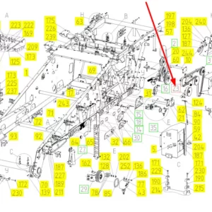 Oryginalna rolka napinająca o numerze katalogowym 100730117, stosowana w kombajnach zbożowych marki Rostselmash schemat.