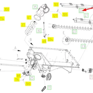 Oryginalna osłona o numerze katalogowym 100730366, stosowana w kombajnach zbożowych marki Rostselmash schemat.