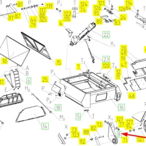 Oryginalne mocowanie o numerze katalogowym 100730687, stosowane w kombajnach zbożowych marki Rostselmash schemat.
