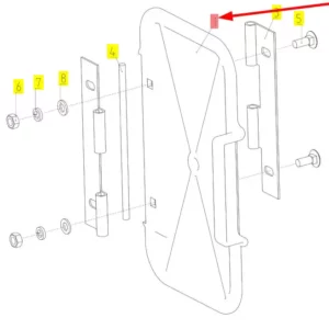 Oryginalna pokrywa o numerze katalogowym 100730925, stosowana w kombajnach zbożowych marki Rostselmash schemat.