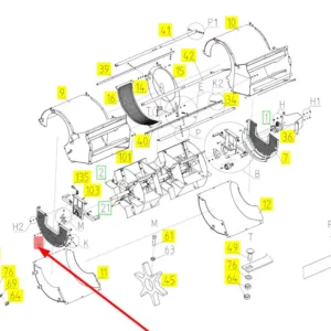 Oryginalny element obudowy wentylatora wialni o numerze katalogowym 100732397, stosowany w kombajnach zbożowych marki Rostselmash schemat.