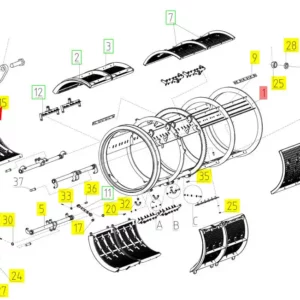 Oryginalne mocowanie o numerze katalogowym 100732413, stosowane w kombajnach zbożowych marki Rostselmash schemat.