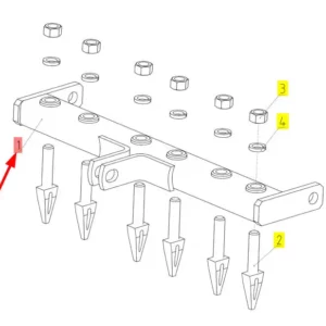 Oryginalne mocowanie o numerze katalogowym 100732922, stosowane w kombajnach zbożowych marki Rostselmash schemat.