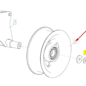 Oryginalna rolka napinająca o numerze katalogowym 100732975, stosowana w kombajnach zbożowych marki Rostselmash schemat.