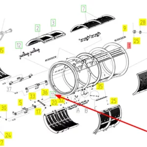 Oryginalna dźwignia o numerze katalogowym 100733293, stosowana w kombajnach zbożowych marki Rostselmash schemat.
