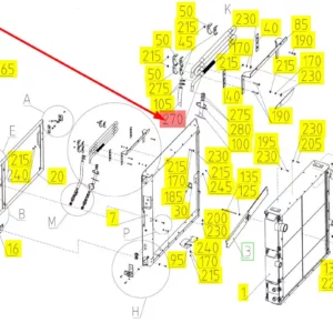 Oryginalny wymiennik ciepła oleju o numerze katalogowym 100734321, stosowany w kombajnach zbożowych marki Rostselmash schemat.