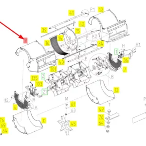 Oryginalny element obudowy wentylatora wialni o numerze katalogowym 100735697, stosowany w kombajnach zbożowych marki Rostselmash schemat.
