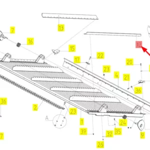 Oryginalna uszczelka sita o numerze katalogowym 100736942, stosowana w kombajnach zbożowych marki Rostselmash schemat.