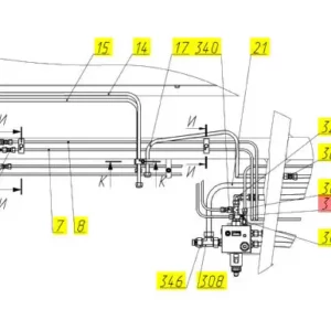 Oryginalna złączka kolankowa o numerze katalogowym 100737017, stosowana w kombajnach zbożowych marki Rostselmash schemat.