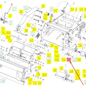 Oryginalny sworzeń osłony przenośnika pochyłego o numerze katalogowym 100738794, stosowany w kombajnach zbożowych marki Rostselmash.-schemat