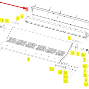 Oryginalny fartuch o numerze katalogowym 100743967, stosowany w kombajnach zbożowych marki Rostselmash schemat.