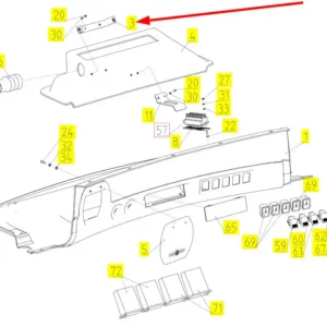 Oryginalny wspornik obudowy wentylatora o numerze katalogowym 100744782, stosowany w kombajnach zbożowych marki Rostselmash schemat.