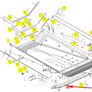 Oryginalna osłona podsiewacza o numerze katalogowym 100745984, stosowana w kombajnach zbożowych marki Rostselmash schemat.
