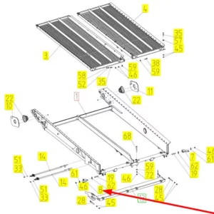 Oryginalne mocowanie sit o numerze katalogowym 100755477, stosowane w kombajnach zbożowych marki Rostselmash schemat.