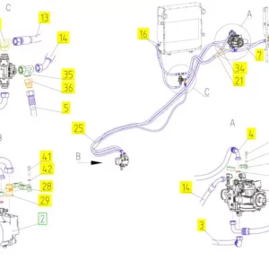 Oryginalny trójnik hydrauliczny o numerze katalogowym 100759569, stosowany w kombajnach zbożowych marki Rostselmash schemat.
