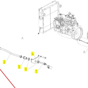Oryginalne złącze przewodu oleju o numerze katalogowym 100759725, stosowane w kombajnach zbożowych marki Rostselmash schemat.