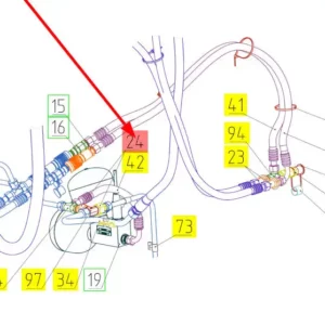 Oryginalne złącze adaptera o numerze katalogowym 100759726, stosowane w kombajnach zbożowych marki Rostselmash schemat.