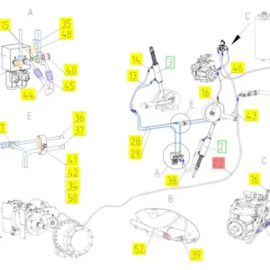 Oryginalna złączka hydrauliczna o numerze katalogowym 100771044, stosowana w kombajanach zbożowych marki Rostselmash schemat.