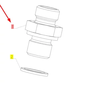 Oryginalne złącze hydrauliczne o numerze katalogowym 100774279, stosowane w kombajnach zbożowych marki Rostselmash. schemat