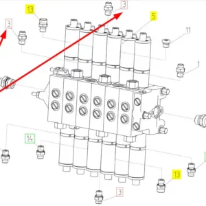 Oryginalne złącze hydrauliczne o numerze katalogowym 100774650, stosowane w kombajnach zbożowych marki Rostselmash. schemat