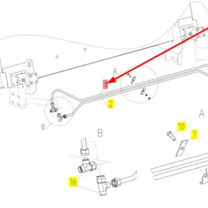 Oryginalny przewód hydrauliczny o numerze katalogowym 100776697, stosowany w kombajnach zbożowych marki Rostselmash schemat.