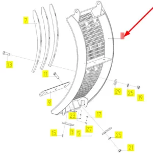Oryginalne klepisko wymienne o numerze katalogowym 100777426, stosowane w kombajnach zbożowych marki Rostselmash schemat.