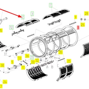 Oryginalne wymienne klepisko o numerze katalogowym 100777663, stosowane w kombajnach zbożowych marki Rostselmash schemat.