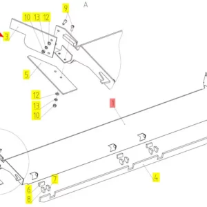 Oryginalna osłona tacy sita o numerze katalogowym 100781108, stosowana w kombajnach zbożowych marki Rostselmash schemat.