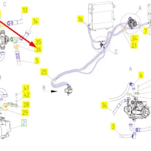 Oryginalne złącze hydrauliczne o numerze katalogowym 100781804, stosowane w kombajnach zbożowych marki Rostselmash schemat.