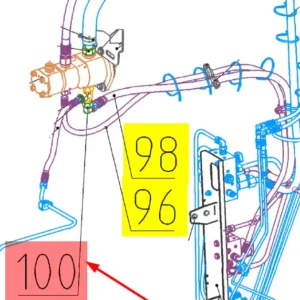Oryginalny zawór kątowy (kolanowy) o numerze katalogowym 100781915, stosowany w kombajnach zbożowych marki Rostselmash- schemat.