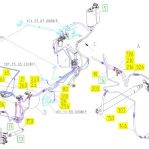 Oryginalny silnik hydrauliczny o numerze katalogowym 100782335, stosowany w kombajnach zbożowych marki Rostselmash schemat.