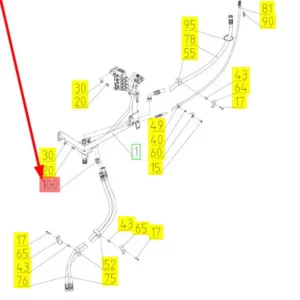 Oryginalne złącze hydrauliczne o numerze katalogowym 100783486, stosowane w kombajnach zbożowych marki Rostselmash schemat