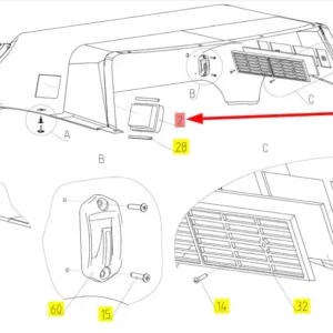 Oryginalna lampa boczna kabiny o numerze katalogowym 100783955, stosowana w kombajnach zbożowych marki Rostselmash- schemat.