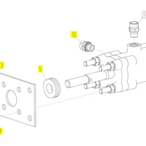 Oryginalna złączka hydrauliczna o numerze katalogowym 100786114, stosowana w kombajnach zbożowych marki Rostselmash schemat.