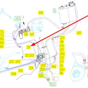 Oryginalny przewód hydrauliczny o numerze katalogowym 100788368, stosowany w kombajnach zbożowych marki Rostselmash schemat.