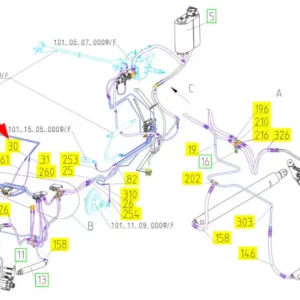 Oryginalny przewód hydrauliczny o numerze katalogowym 100790409, stosowany w kombajnach zbożowych marki Rostselmash schemat.
