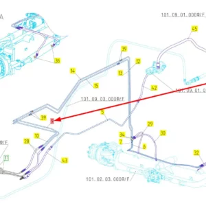 Oryginalny przewód hydrauliczny o numerze katalogowym 100790471, stosowany w kombajnach zbożowych marki Rostselmash schemat.