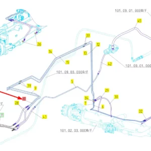 Oryginalny przewód hydrauliczny o numerze katalogowym 100790481, stosowany w kombajnach zbożowych marki Rostselmash schemat.