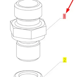 Oryginalne złącze hydrauliczne o numerze katalogowym 100791562, stosowane w kombajnach zbożowych marki Rostselmash. schemat