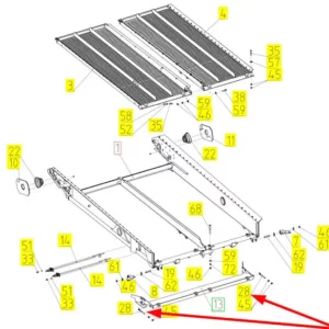 Oryginalne cięgno sita górnego o numerze katalogowym 100792504, stosowane w kombajnach zbożowych marki Rostselmash schemat.