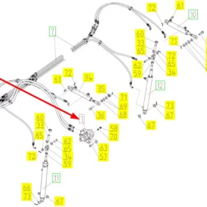 Oryginalny silnik hydrauliczny o numerze katalogowym 100793436, stosowany w hederach marki Rostselmash- schemat.