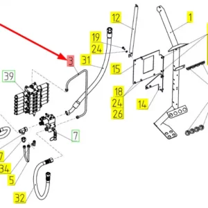 Oryginalny przewód hydrauliczny o numerze katalogowym 100797899, stosowany w kombajnach zbożowych. schemat
