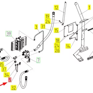 Oryginalny przewód hydrauliczny o numerze katalogowym 100797912, stosowany w kombajnach zbożowych marki Rostselmash. schemat