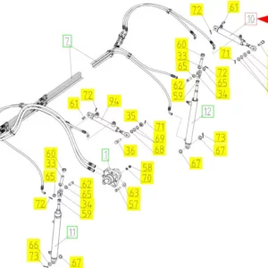 Oryginalny siłownik hydrauliczny hedera o numerze katalogowym 100798930, stosowany w hederach marki Rostselmash- schemat.
