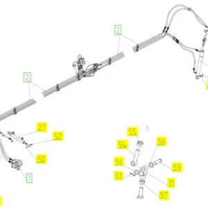 Oryginalny siłownik hydrauliczny o numerze katalogowym 100798937, stosowany w hederach zbożowych marki Rostselmash. schemat